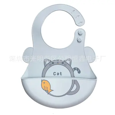 Cartoon silicone bib, 3D pocket, stereo design