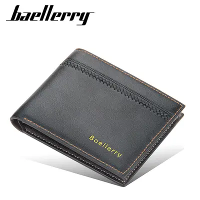 Baellerry Men's Short Wallet, Korean-Style Horizontal, Multi-Card Slim Leather Wallet - 1