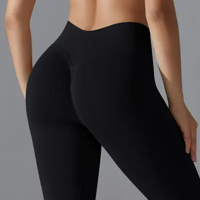 Seamless V-Back Peach Hip Training Leggings for Running - 6