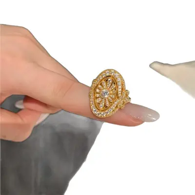 Vintage-Goldring mit Kleeblattmuster, verstellbar - 6