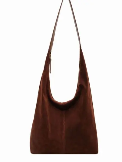 Retro Suede Underarm Tote Bag for Women, Large Capacity Single Shoulder - 6