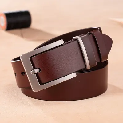 Premium first-layer cowhide men's belt, casual and versatile Korean-style jeans, genuine leather fashionable men's belt, high-end and authentic - 10