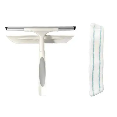 Double-Sided Microfiber Window Cleaner with 2-in-1 Replacement Squeegee Head - 6