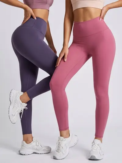 Seamless Peach Hip Yoga Pants, High-Waisted, Full Length - 4