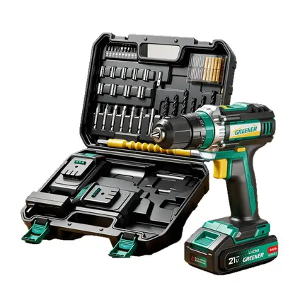 Cordless Impact Drill Set with Lithium Battery and Tool Box