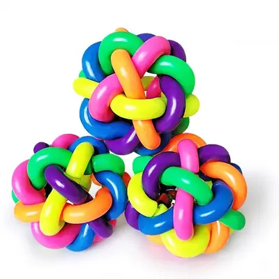 Dog Toy Ball with Bell and Squeaker, Durable, Teeth Cleaning - 5