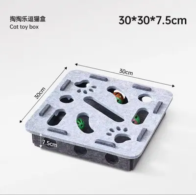 Cat toy for kittens and cats, self-entertainment, boredom relief gadget, educational maze, felt box with holes, cat teaser bell ball. - 8