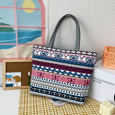 Large Capacity Printed Canvas Shoulder Bag for Women, Korean-Style Tote - 7