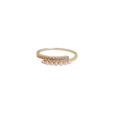 Pearl ring women adjustable open design