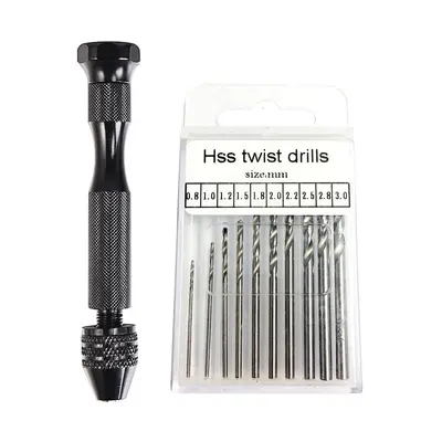 AliExpress TEMU sınır ötesi tedarik siyah mini alüminyum alaşımlı el matkabı 21 adet el büküm matkap seti el yapımı matkap ucu - 7