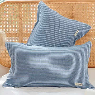 Pure Cotton Gauze Pillow Towel Set of 2, Single Size, with Ties - 9
