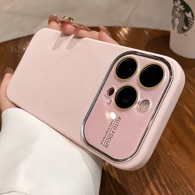 Büyük Pencereli iPhone 16 Pro Max Uyumlu Sıvı Silikon Manyetik Telefon Kılıfı - 9