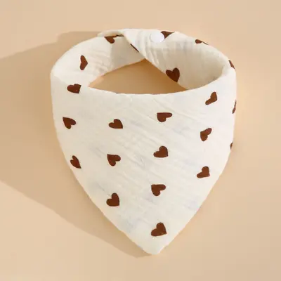 Cross-border baby drool towel type A four-layer crepe cartoon snap feeding bib baby triangle towel newborn feeding bib - 8
