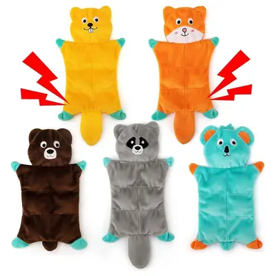 Non-Stuffed Squeaky Dog Toy Leather Shell Interactive - 6