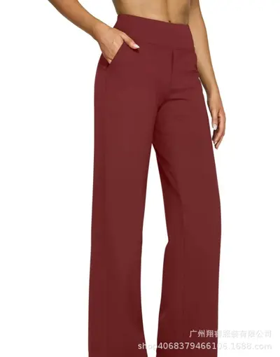 Damenhose, hohe Taille, gerade Passform, mit Taschen, Strick - 9