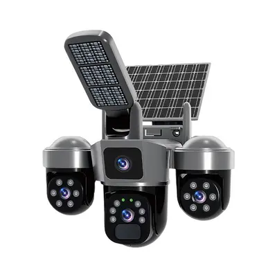 Garden Solar Monitoring LED Light Camera 6 Million Pixels High Definition Night Vision V380 Triple Lens Surveillance Camera