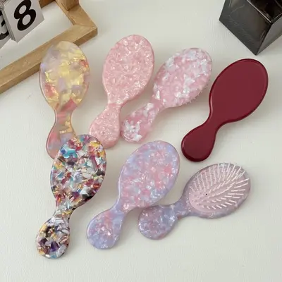 Korean-Style Best-Selling Sweet and Cute Acetate Air Cushion Comb, Oval, Hair-Friendly, Anti-Static, Compact and Portable Comb, Hair Styling Comb