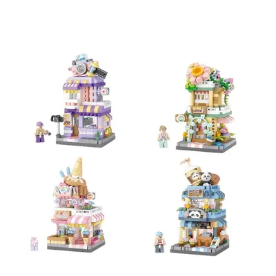 Compatible with Lizhi Panda Street View Mini Building Blocks, Micro Diamond Particle Model - 6
