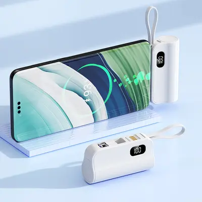 Mini-Kapsel-Powerbank 5000 mAh mit integriertem Kabel