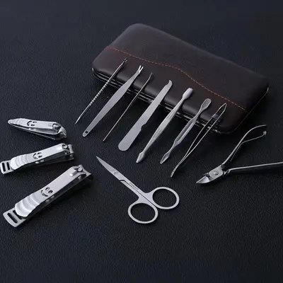 Stainless steel nail clipper set, 12-piece, smiley design