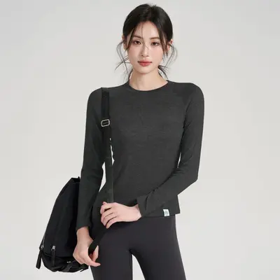 Merino Wool Long Sleeve Yoga Top for Women, Stretchy and Soft - 9