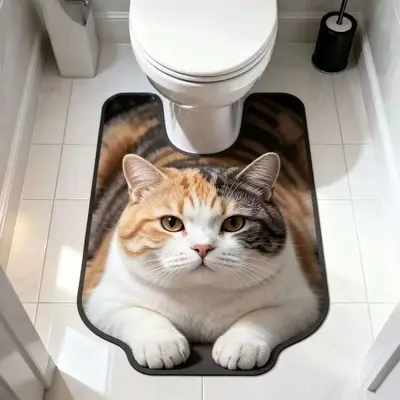Cute Kitten Diatomite Toilet Mat, Absorbent and Quick-Drying - 12