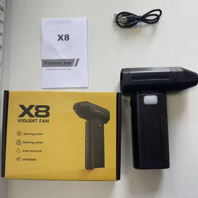 跨境X8暴力风扇涡轮高速旋转除尘吹风机桌面便携式手持大风力