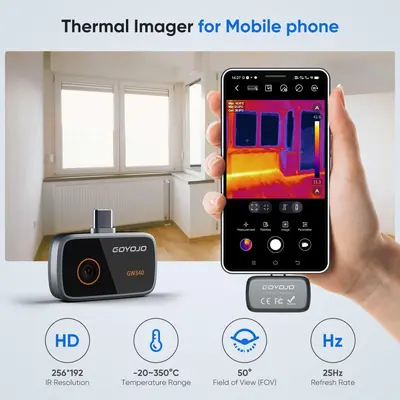 256x192 Typ-C Smartphone-Wärmebildkamera für Stromleitungs-Fehlersuche