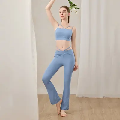 Kadın İki Parça Pilates Takımı, Karın Sıkılaştırıcı, Flare Pantolon - 7