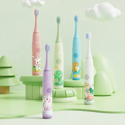 Cartoon Sonic Kids Electric Toothbrush, Soft Bristles, Rechargeable