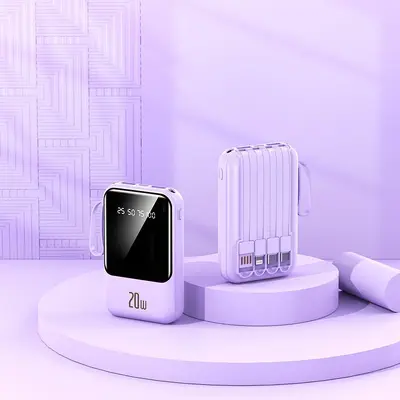 High-Capacity Fast Charging 20000mAh Power Bank with Built-in Cable, Compact and Portable Mobile Charger with Custom Logo Printing - 11