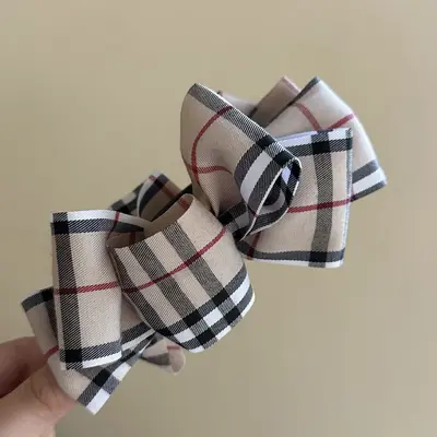 Women's Bow Banana Hair Clip, Retro Pattern, Half-Up Style - 8