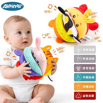 Aipinqi Plüsch-Spielzeugball, intelligente Beschäftigungskugel, Baby-Frühförderungsspielze - 2