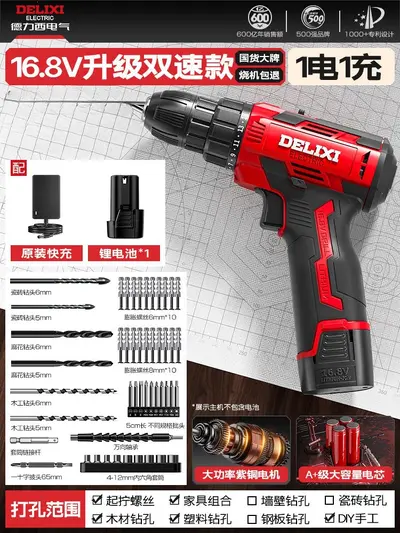 Delixi Lithium Cordless Drill Set with Toolbox, Rechargeable - 10