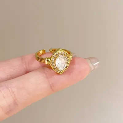 S925 gümüş yüzük kadın, zirkonia taş, vintage, açık - 10