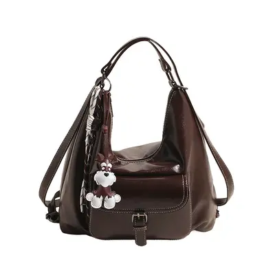 Maillard style backpack women 2025 new large capacity soft leather shoulder bag suburban multi-functional crossbody bag women's bag - 9