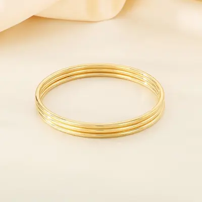 Foreign trade European and American personalized stainless steel 304 round wire 3mm flat ring multi-color welding-free seamless single-piece stacked bracelet - 10