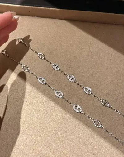 S925 Sterlingsilber Schweinennase Armband mit Zirkonia - 7