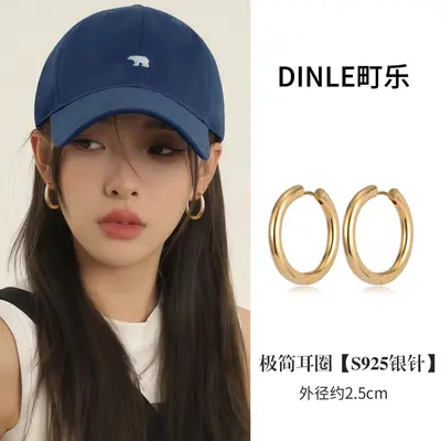 s925纯银针简约素圈耳环圈圈2025新款爆款气质大气圆圈耳圈防过敏 - 11