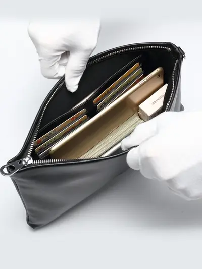 Men's Genuine Leather Sheepskin Envelope Clutch, Large Capacity Business Bag - 5