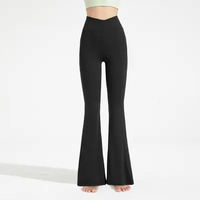 Antibacterial Women's Flared Yoga Pants, High-Waist Hip-Lifting - 8