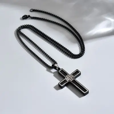 Çift katmanlı çapraz kolye, metal, üç renk - 2