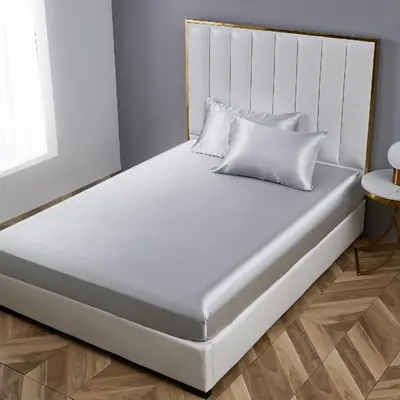 Solid Color Cotton Bedsheet Set, 4 Pieces, with Duvet Cover and Pillowcases - 5