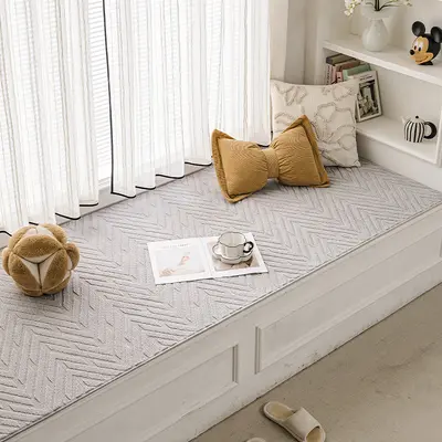 Cotton-Plush Bay Window Cushion Modern Minimalist - 7
