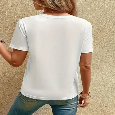 Baskılı Yuvarlak Yaka Büyük Beden Kısa Kollu Kadın T-Shirt