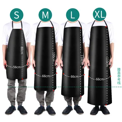 Industrial Work Apron Waterproof Oil-Proof Apron Waist Apron Kitchen Canteen Restaurant Extended PVC Leather Apron Industrial Neck-Hanging Apron