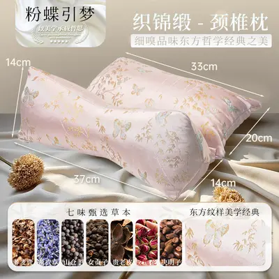 Cervical Pillow Jacquard Satin Integrated Pillow Sleep Aid Adult Buckwheat Pillow Chinese Herbal Medicine Removable Electric Heating Neck Protection Cervical Pillow - 8