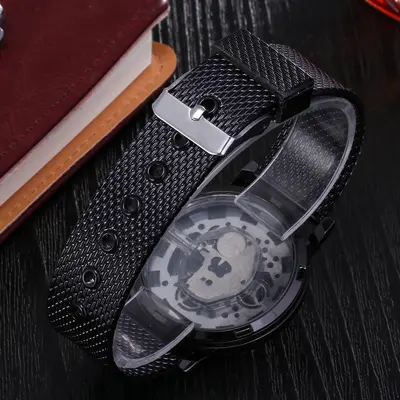 Herrenquarzuhr, Openwork-Design, Mesh-Armband - 4