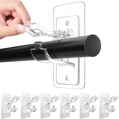 Delme Gerektirmeyen Yapışkanlı Perde Çubuğu Kancası, Banyo ve Yatak Odası İçin