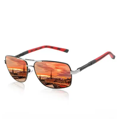 Herren-Polarisationssonnenbrille, eckige Form, farbige Beschichtung, Modell 8724 - 3